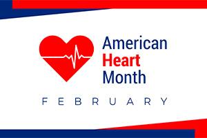 National American heart month in February. American flag and heart concept design.