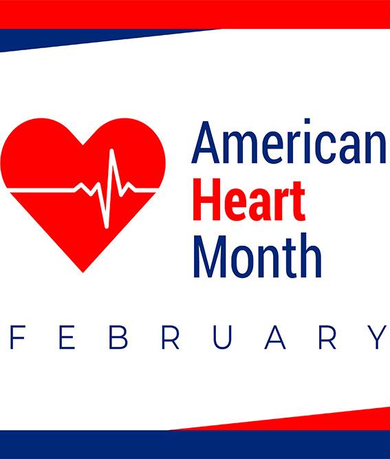 National American heart month in February. American flag and heart concept design.