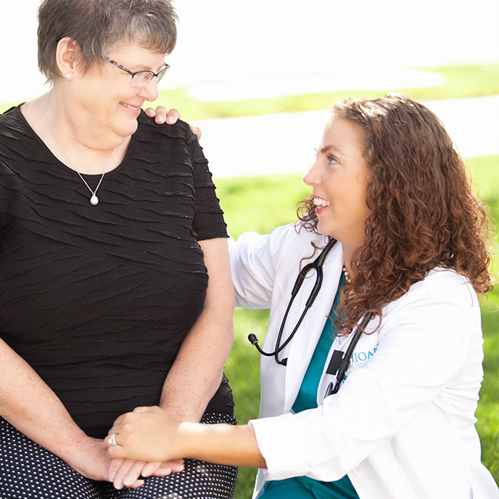 Ohioans Home Healthcare employee providing home health services outside.